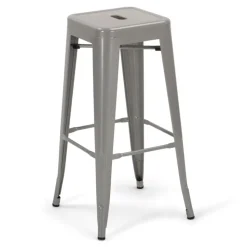 30" Distressed Stacking Metal Barstool - Silver