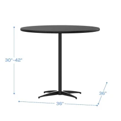 36 Inch Round Pub / Cocktail Table - All Black - w/ 30" and 42" Columns!