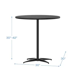 30 Inch Round Pub / Cocktail Table - All Black - w/ 30