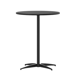 24 Inch Round Pub / Cocktail Table - All Black - w/ 30" and 42" Columns!