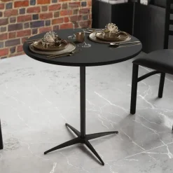 24 Inch Round Pub / Cocktail Table - All Black - w/ 30" and 42" Columns!