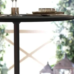 24 Inch Round Pub / Cocktail Table - All Black - w/ 30