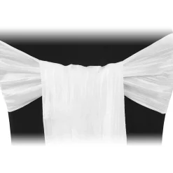 Accordion Crushed Taffeta Chair Sash - White