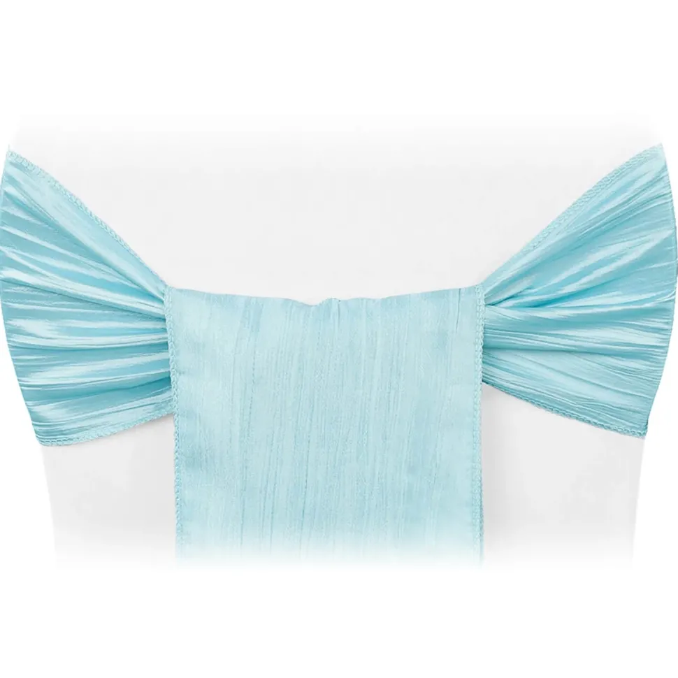 Accordion Crushed Taffeta Chair Sash - Baby Blue
