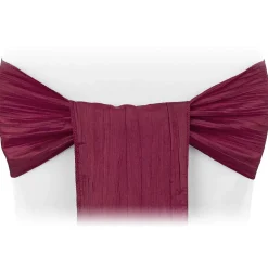 Accordion Crushed Taffeta Chair Sash - Burgundy