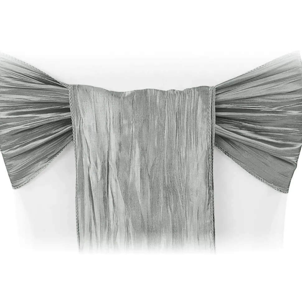 Accordion Crushed Taffeta Chair Sash - Gray/Silver