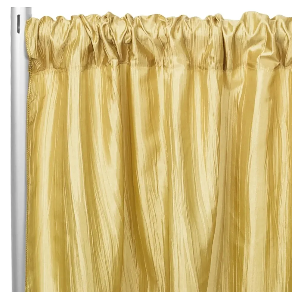 Accordion Crushed Taffeta - 8ft Long x 54" Wide Drape/Backdrop Panel - Gold