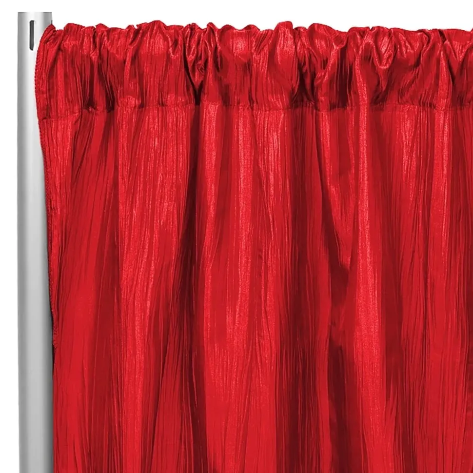 Accordion Crushed Taffeta - 10ft Long x 54" Wide Drape/Backdrop Panel - Red