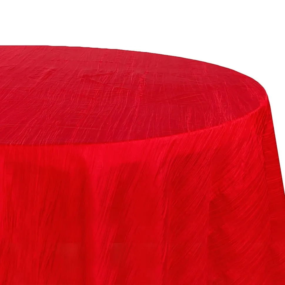 Accordion Crushed Taffeta - 120" Round Tablecloth - Red
