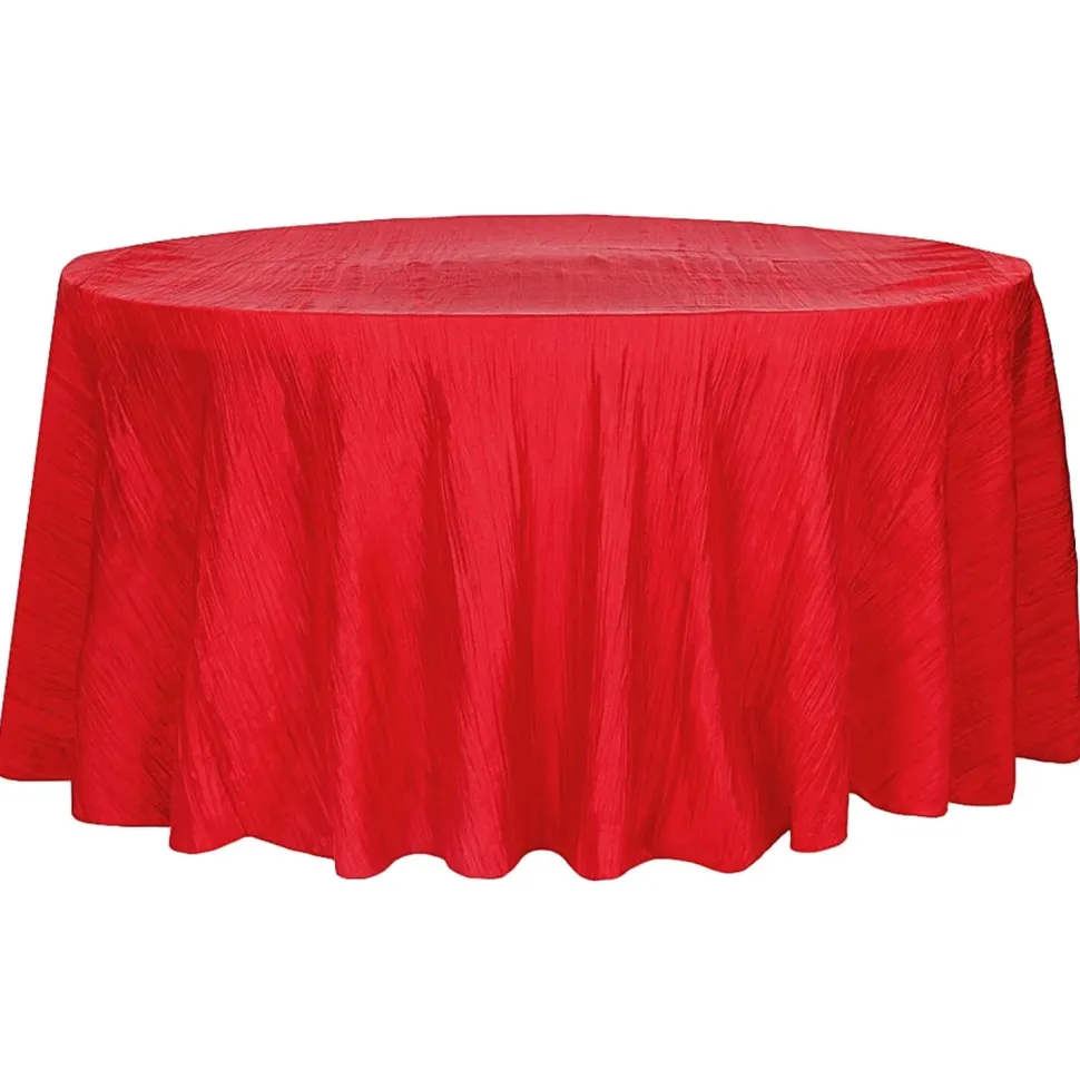 Accordion Crushed Taffeta - 120" Round Tablecloth - Red