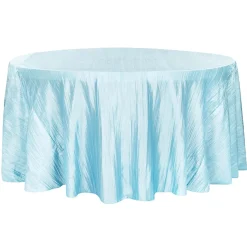 Accordion Crushed Taffeta - 120" Round Tablecloth - Baby Blue