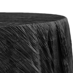 Accordion Crushed Taffeta - 120" Round Tablecloth - Black