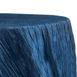 Accordion Crushed Taffeta - 120" Round Tablecloth - Navy Blue