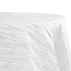 Accordion Crushed Taffeta - 132" Round Tablecloth - White