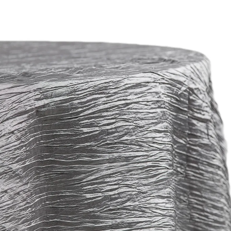 Accordion Crushed Taffeta - 120" Round Tablecloth - Silver