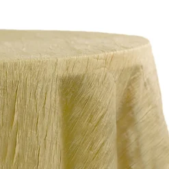 Accordion Crushed Taffeta - 132" Round Tablecloth - Gold