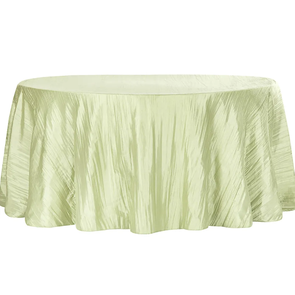 Accordion Crushed Taffeta - 120" Round Tablecloth - Sage Green