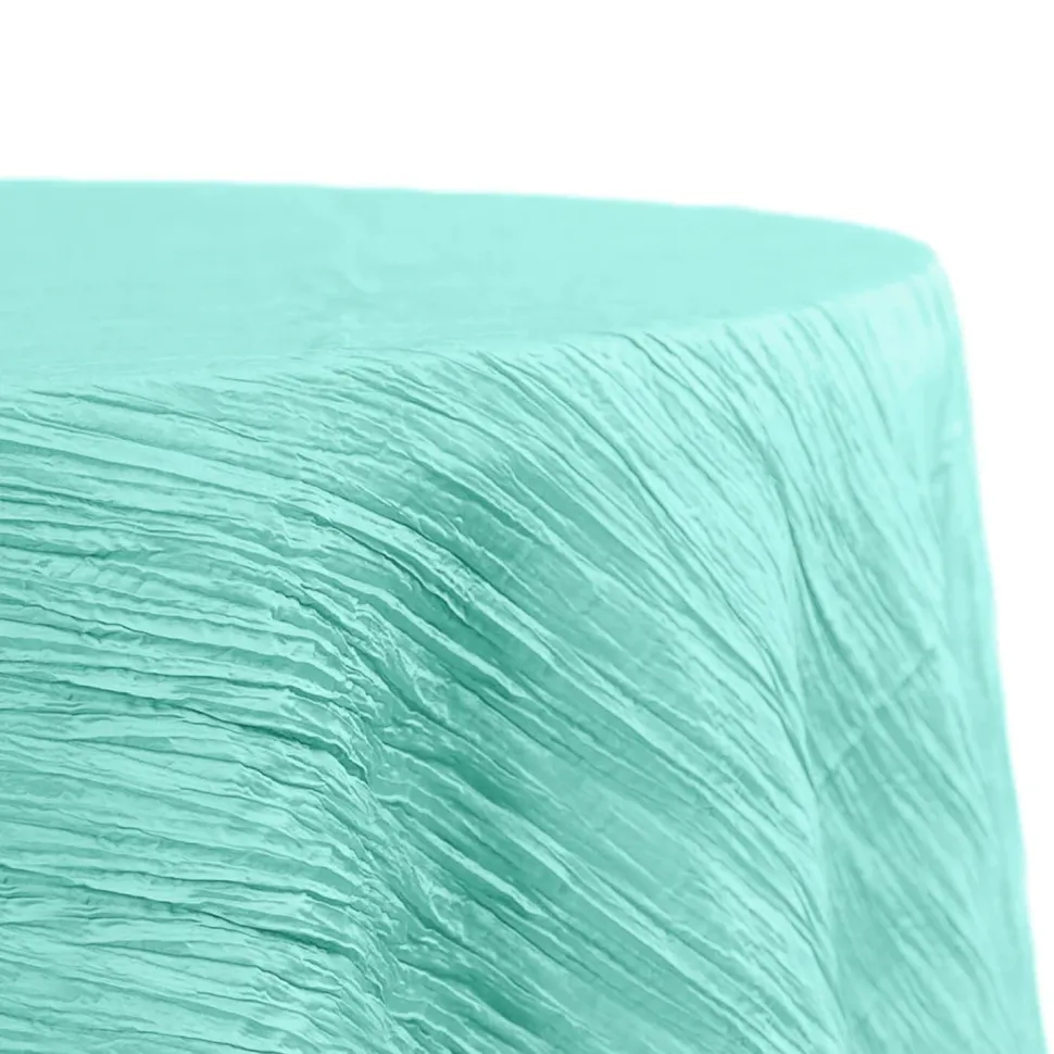 Accordion Crushed Taffeta - 120" Round Tablecloth - Turquoise