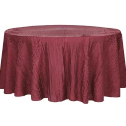 Accordion Crushed Taffeta - 132" Round Tablecloth - Burgundy
