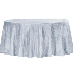Accordion Crushed Taffeta - 132" Round Tablecloth - Dusty Blue