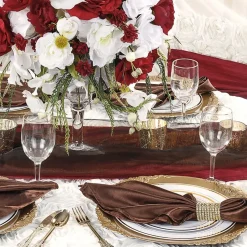 Accordion Crushed Taffeta Table Runner - Burgundy