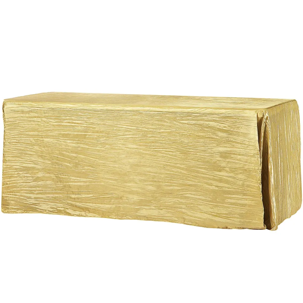 Accordion Crushed Taffeta - 90"x132" Rectangular Tablecloth - Gold
