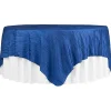 Accordion Crushed Taffeta - 85"x85" Square Table Topper/Overlay - Royal Blue