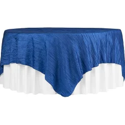 Accordion Crushed Taffeta - 85"x85" Square Table Topper/Overlay - Royal Blue