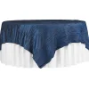 Accordion Crushed Taffeta - 85"x85" Square Table Topper/Overlay - Navy Blue
