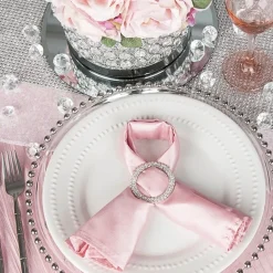 Accordion Crushed Taffeta - 85"x85" Square Table Topper/Overlay - Pink