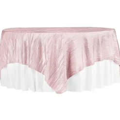 Accordion Crushed Taffeta - 85"x85" Square Table Topper/Overlay - Pink