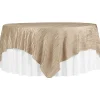 Accordion Crushed Taffeta - 85"x85" Square Table Topper/Overlay - Champagne