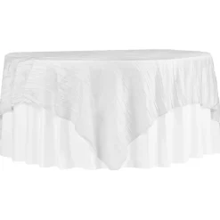 Accordion Crushed Taffeta - 85"x85" Square Table Topper/Overlay - White