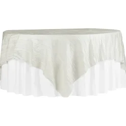 Accordion Crushed Taffeta - 85"x85" Square Table Topper/Overlay - Ivory