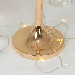 5-Arm Gold Metal Candelabra with Crystal Pendant Glass Shades for Pillar & LED Candles - 40 Inches