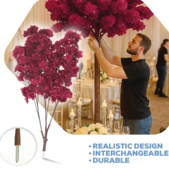Artificial Hydrangea Bloom Branch — Maroon | Interchangeable Branch for ModTree™ Collection Trees