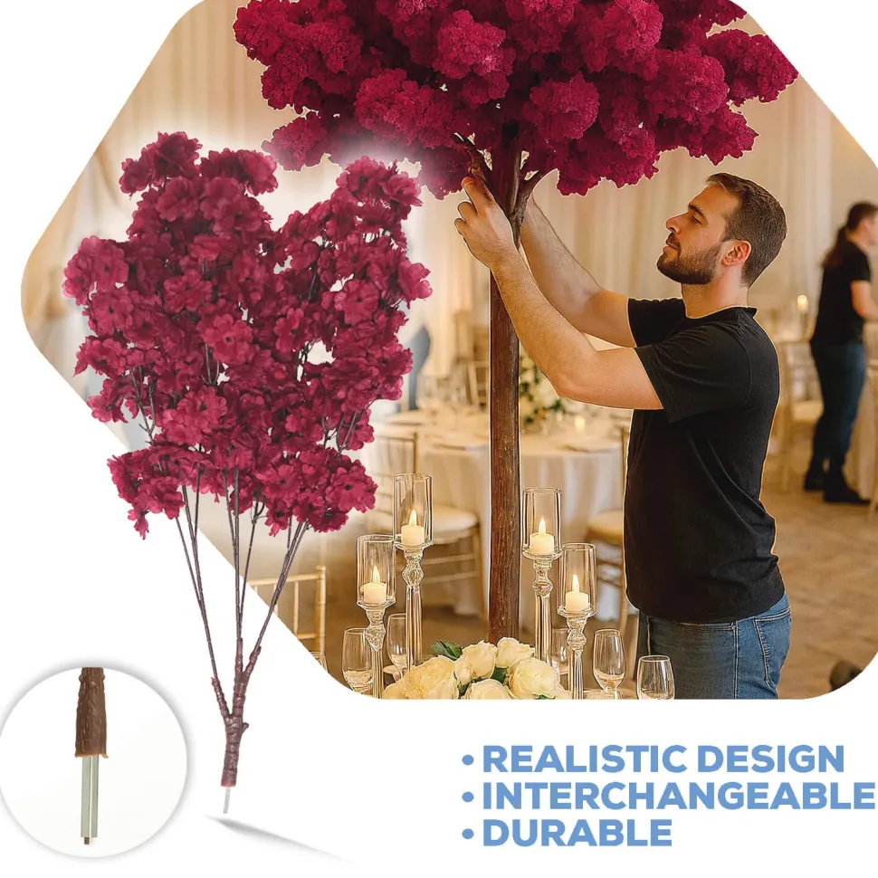 Artificial Hydrangea Bloom Branch — Maroon | Interchangeable Branch for ModTree™ Collection Trees