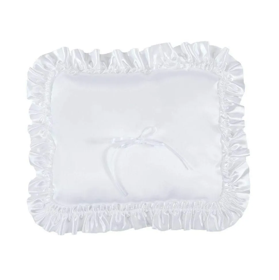 Atlantic Rectangle Pillow 9" White Satin Ruffle