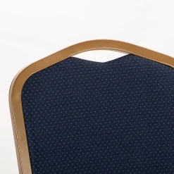 Axiom™ Crown Back Banquet Chair With Gold Frame - Navy Blue Patterned
