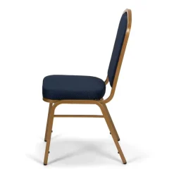 Axiom™ Crown Back Banquet Chair With Gold Frame - Navy Blue Patterned