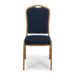 Axiom™ Crown Back Banquet Chair With Gold Frame - Navy Blue Patterned