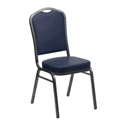 Axiom™ Crown Back Banquet Chair - Silver Vein Frame - Navy Vinyl