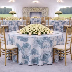 Azure Botanica Jacquard Tablecloth - Multiple Size Options