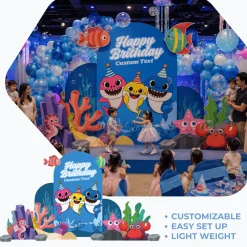 Baby Shark Foam Core Birthday Backdrop Kit by PopScene™