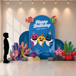Baby Shark Foam Core Birthday Backdrop Kit by PopScene™