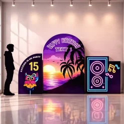 Beach Party 1 Foam Core Birthday Backdrop Kit by PopScene™