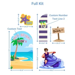 Beach Party 2 Foam Core Birthday Backdrop Kit by PopScene™