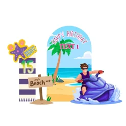 Beach Party 2 Foam Core Birthday Backdrop Kit by PopScene™