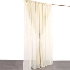 Beige Double Sheer Backdrop Drape – 10ft Height x 10ft Wide Chiffon & Polyester Dual Layer Event Divider Curtain with Rod Pockets