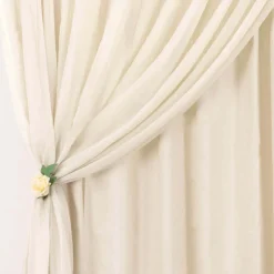 Beige Double Sheer Backdrop Drape – 10ft Height x 10ft Wide Chiffon & Polyester Dual Layer Event Divider Curtain with Rod Pockets